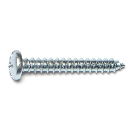 Sheet Metal Screw, #14 X 1-3/4 In, Zinc Plated Steel Pan Head Combination Drive, 20 PK